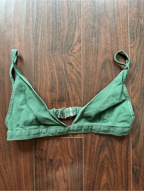 Garage Tops - Garage Green Denim Triangle Bralette